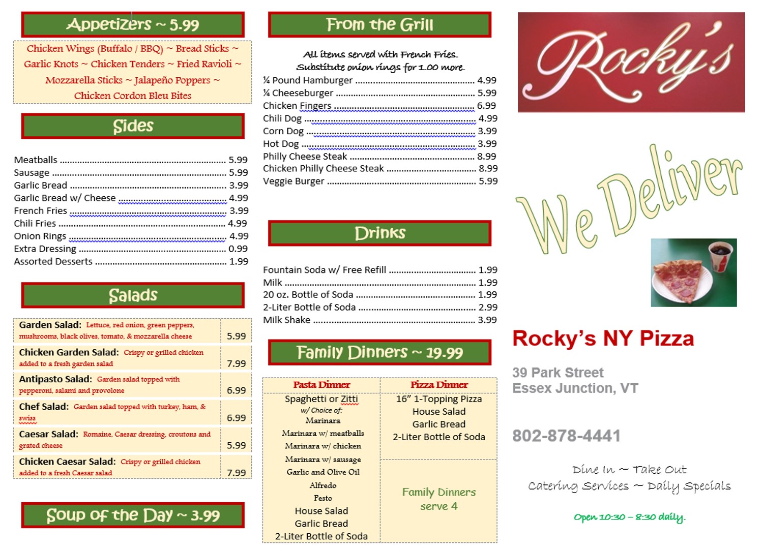Rocky's NY Pizza Home/Menu